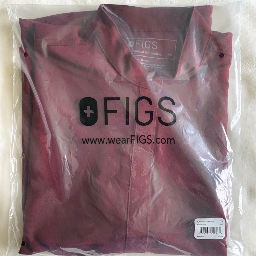 Figs Burgundy Rafaela Scrub Top